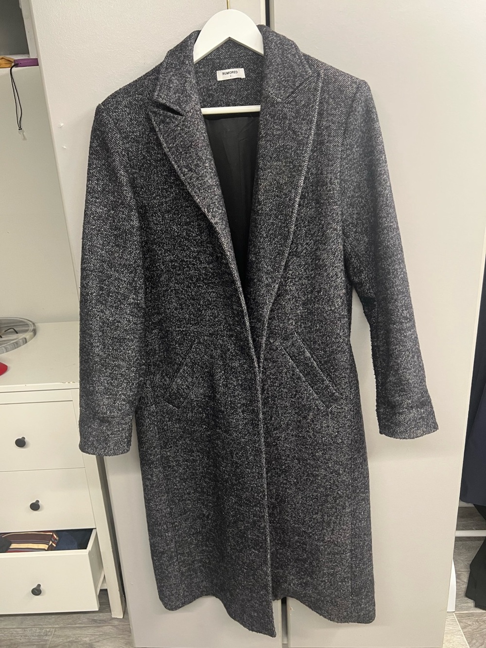 Rumored Charcoal Gray Long Wool-Blend Coat
